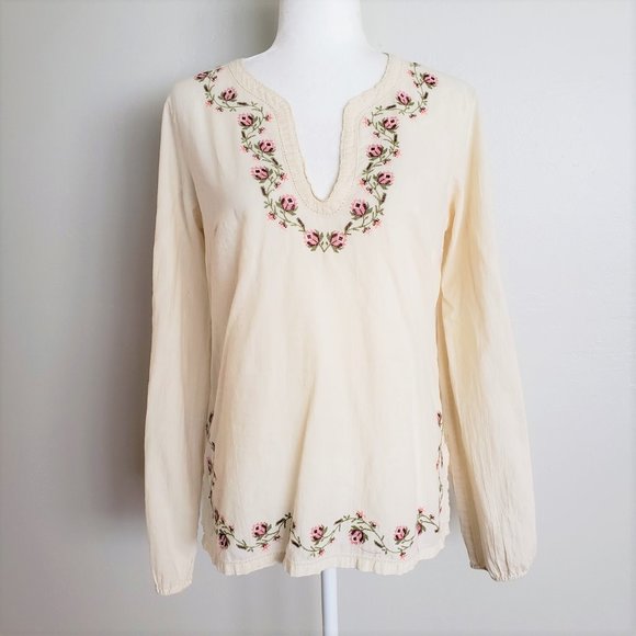 Lucky Brand Tops - Rare Lucky Brand Bella Swan Rose Embroidered Tunic